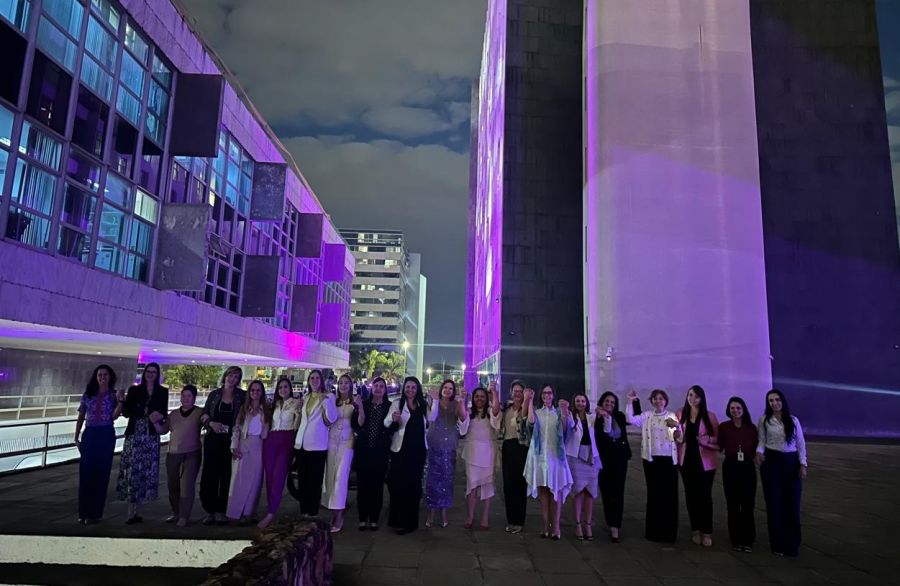 STM inaugura refletores com iluminação especial em apoio à campanha Agosto Lilás